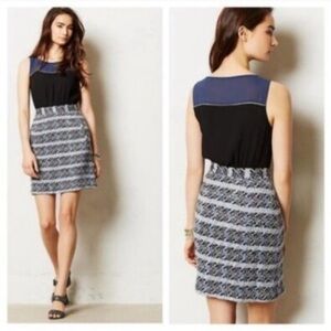 Moulinette Soeurs by Anthropologie Blue Gray Carrington Tweed Midi Dress 3580